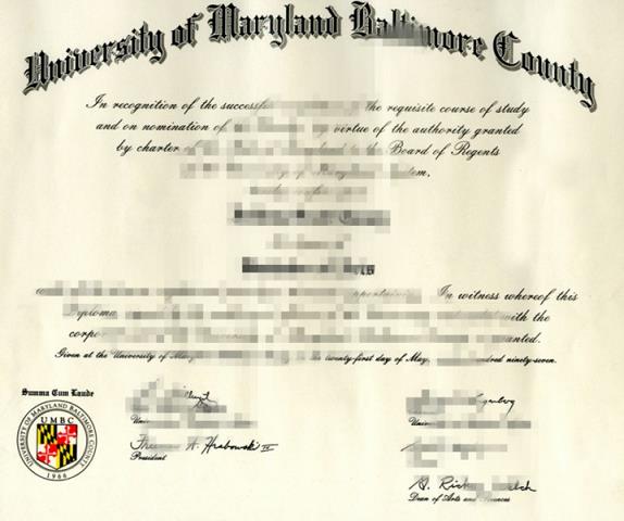 马里兰巴尔的摩大学毕业证成绩单