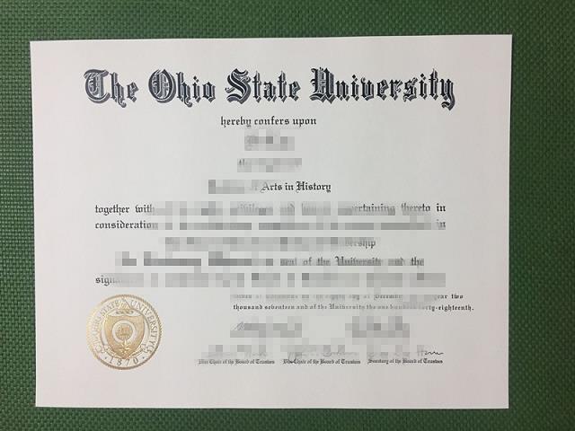 俄亥俄州立大学毕业证书图片